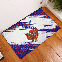 Costa Rica Christmas Rubber Doormat with Holiday Bird Gifts Red Blue Pattern and National Flag Design - Wonder Print Shop