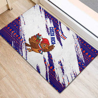 Costa Rica Christmas Rubber Doormat with Holiday Bird Gifts Red Blue Pattern and National Flag Design - Wonder Print Shop
