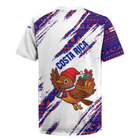 Costa Rica Christmas Rugby Jersey with Holiday Bird Gifts Red Blue Pattern and National Flag Design - Wonder Print Shop