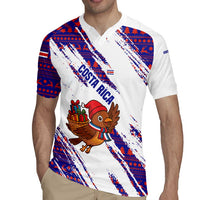 Costa Rica Christmas Rugby Jersey with Holiday Bird Gifts Red Blue Pattern and National Flag Design - Wonder Print Shop