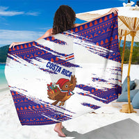 Costa Rica Christmas Sarong with Holiday Bird Gifts Red Blue Pattern and National Flag Design - Wonder Print Shop