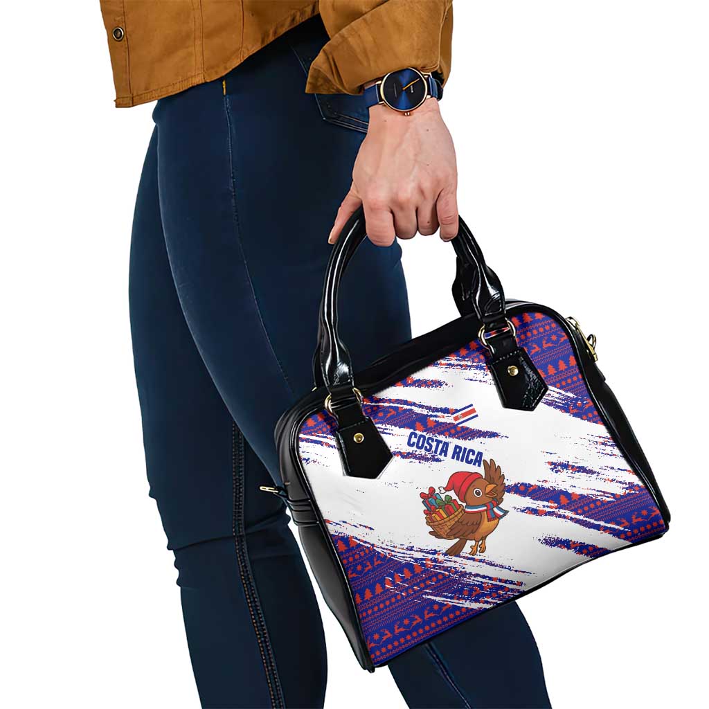 Costa Rica Christmas Shoulder Handbag with Holiday Bird Gifts Red Blue Pattern and National Flag Design - Wonder Print Shop