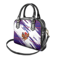 Costa Rica Christmas Shoulder Handbag with Holiday Bird Gifts Red Blue Pattern and National Flag Design - Wonder Print Shop