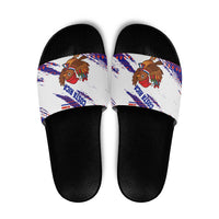 Costa Rica Christmas Slide Sandals with Holiday Bird Gifts Red Blue Pattern and National Flag Design - Wonder Print Shop