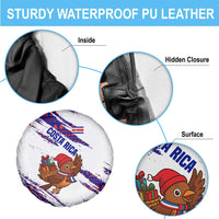 Costa Rica Christmas Spare Tire Cover with Holiday Bird Gifts Red Blue Pattern and National Flag Design - Wonder Print Shop