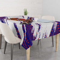 Costa Rica Christmas Tablecloth with Holiday Bird Gifts Red Blue Pattern and National Flag Design - Wonder Print Shop