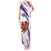 Costa Rica Christmas Tank Maxi Dress with Holiday Bird Gifts Red Blue Pattern and National Flag Design - Wonder Print Shop