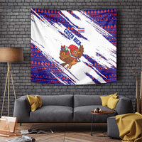Costa Rica Christmas Tapestry with Holiday Bird Gifts Red Blue Pattern and National Flag Design - Wonder Print Shop