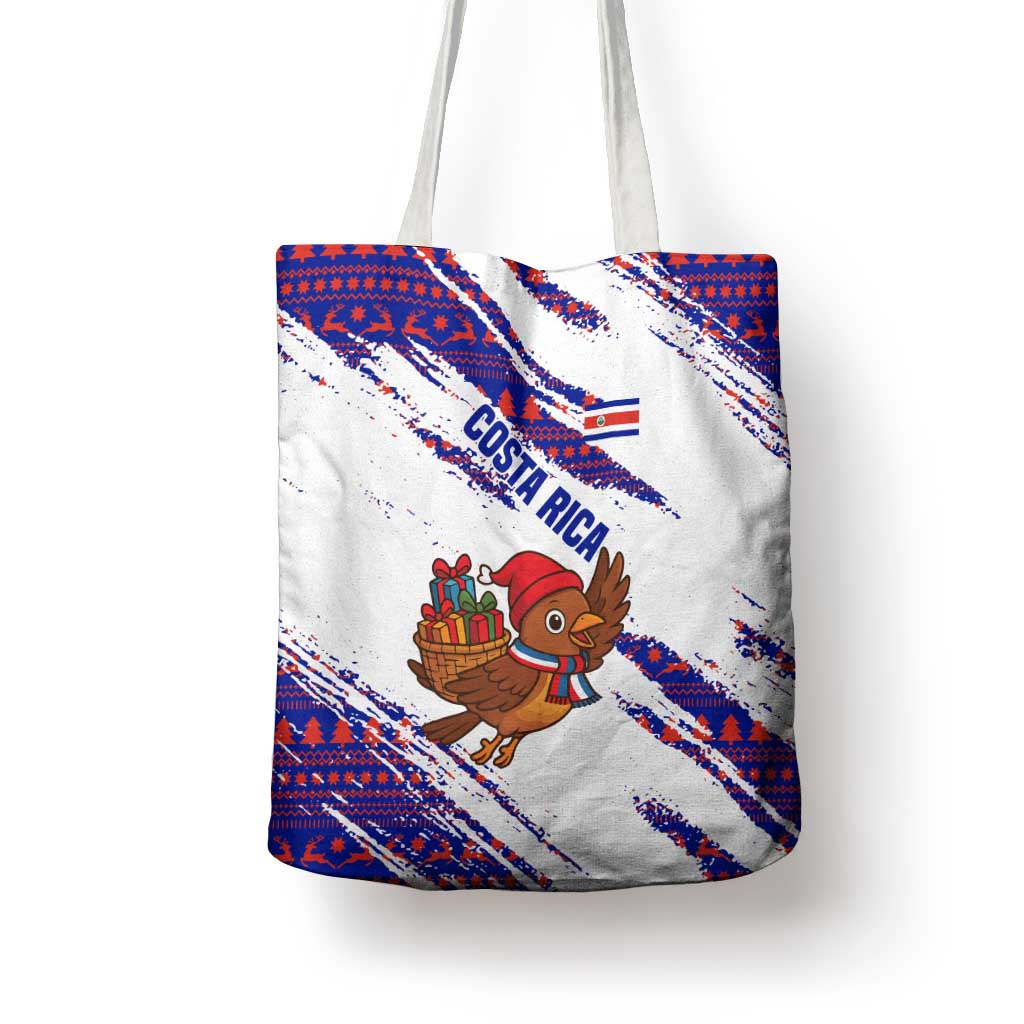 Costa Rica Christmas Tote Bag with Holiday Bird Gifts Red Blue Pattern and National Flag Design - Wonder Print Shop