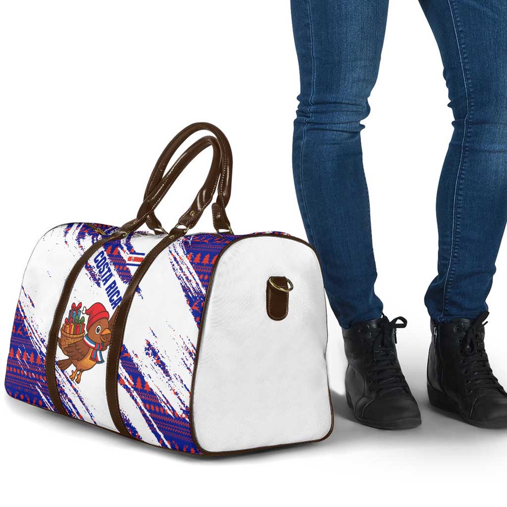 Costa Rica Christmas Travel Bag with Holiday Bird Gifts Red Blue Pattern and National Flag Design - Wonder Print Shop