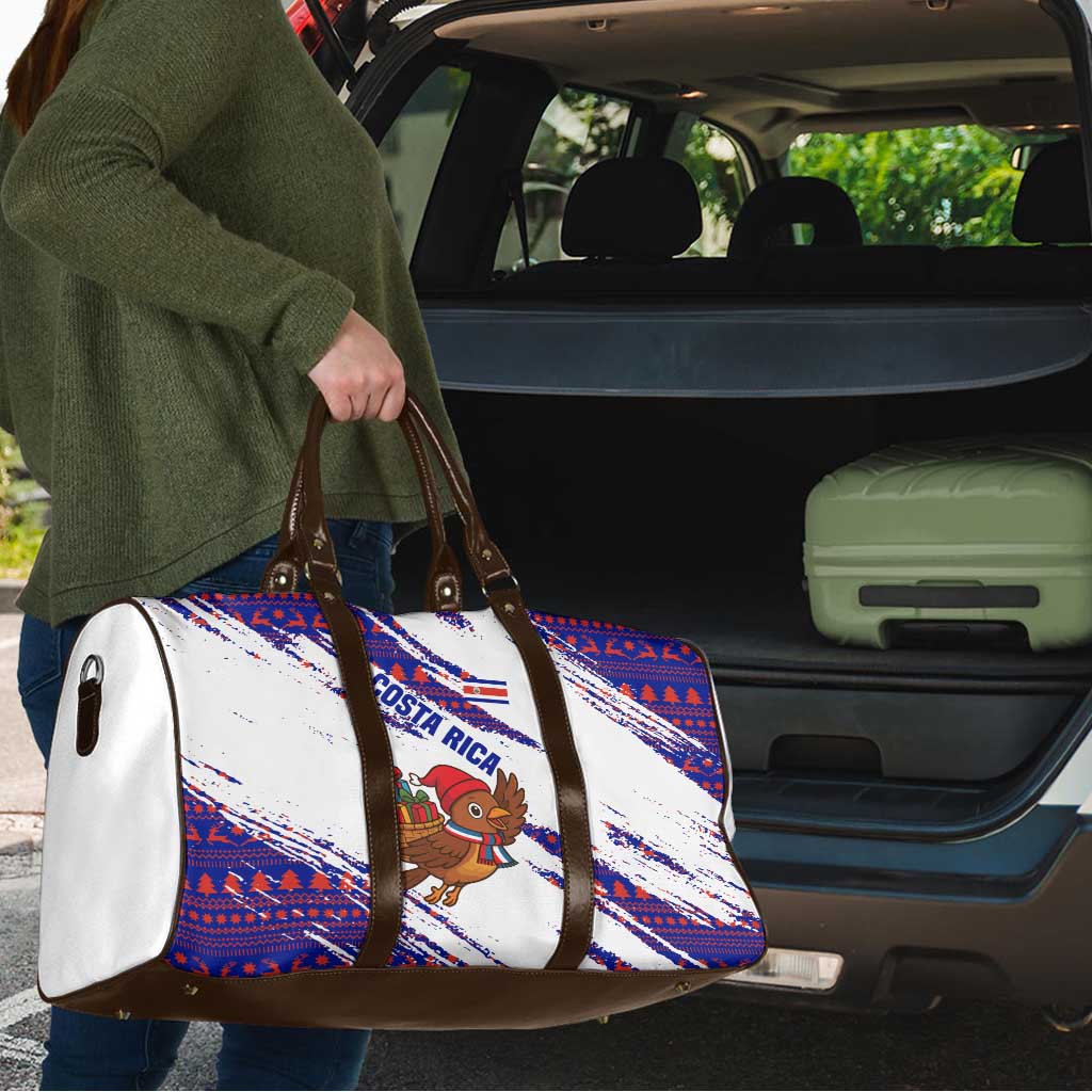 Costa Rica Christmas Travel Bag with Holiday Bird Gifts Red Blue Pattern and National Flag Design - Wonder Print Shop