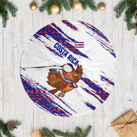 Costa Rica Christmas Tree Skirt with Holiday Bird Gifts Red Blue Pattern and National Flag Design - Wonder Print Shop
