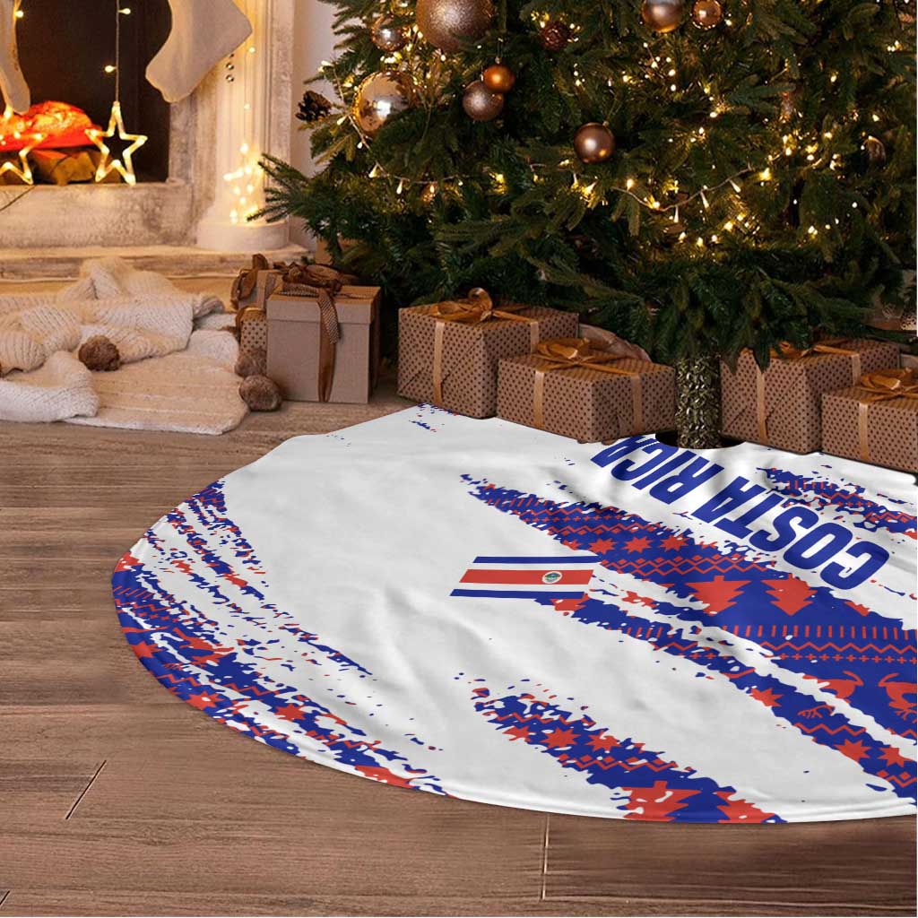 Costa Rica Christmas Tree Skirt with Holiday Bird Gifts Red Blue Pattern and National Flag Design - Wonder Print Shop