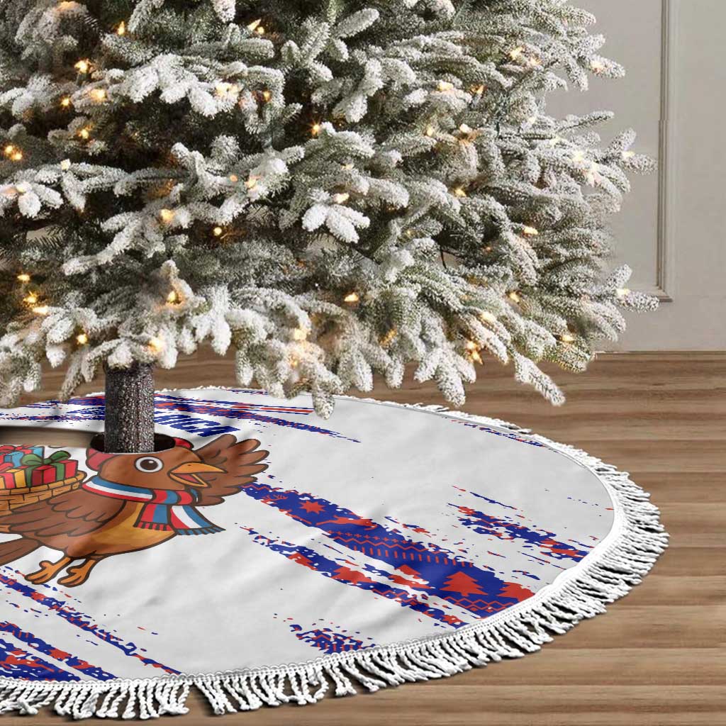 Costa Rica Christmas Tree Skirt with Holiday Bird Gifts Red Blue Pattern and National Flag Design - Wonder Print Shop