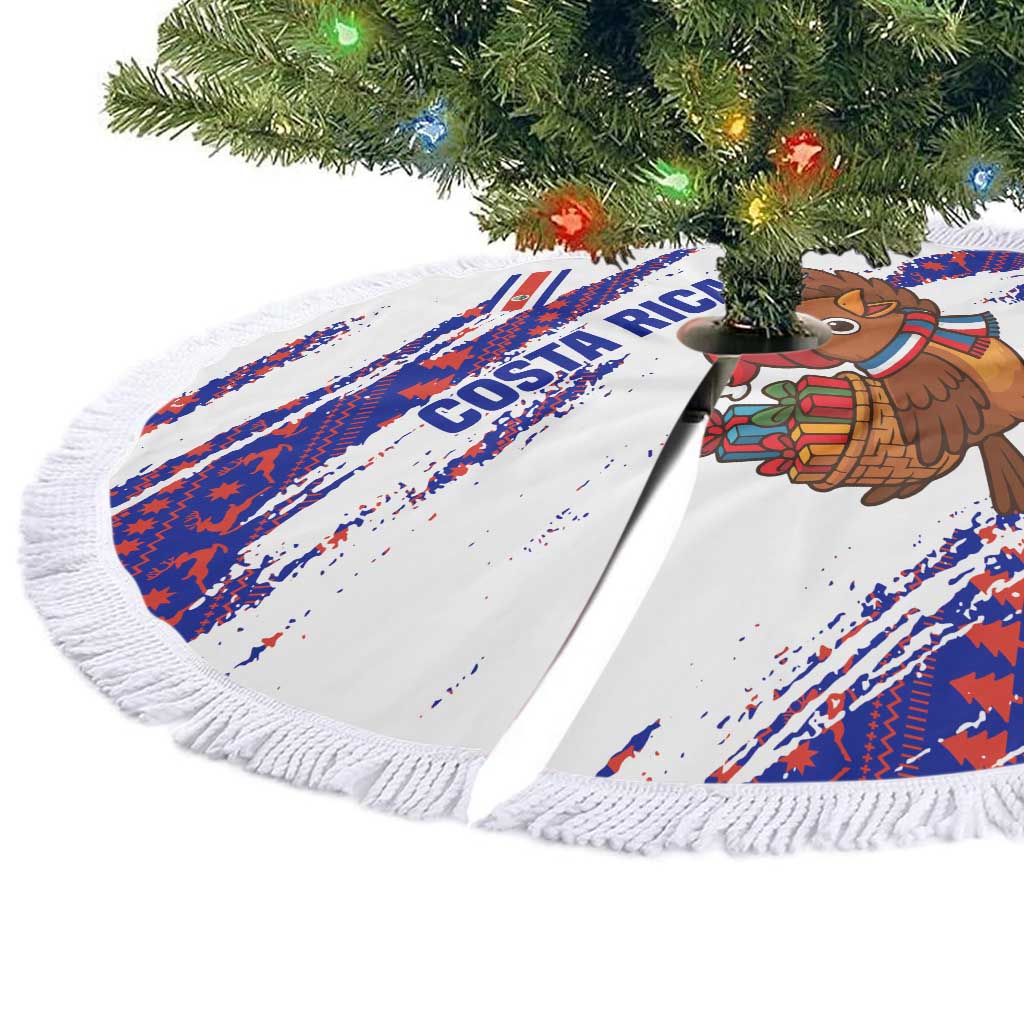 Costa Rica Christmas Tree Skirt with Holiday Bird Gifts Red Blue Pattern and National Flag Design - Wonder Print Shop