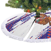 Costa Rica Christmas Tree Skirt with Holiday Bird Gifts Red Blue Pattern and National Flag Design - Wonder Print Shop