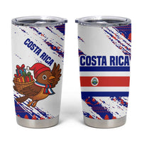 Costa Rica Christmas Tumbler Cup with Holiday Bird Gifts Red Blue Pattern and National Flag Design - Wonder Print Shop