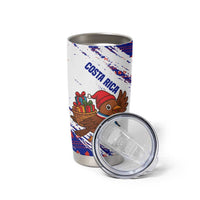 Costa Rica Christmas Tumbler Cup with Holiday Bird Gifts Red Blue Pattern and National Flag Design - Wonder Print Shop