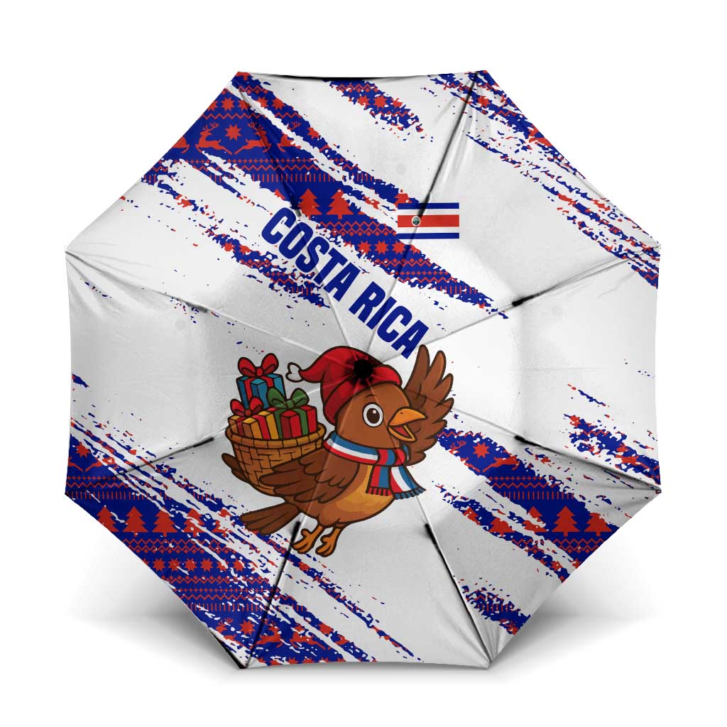 Costa Rica Christmas Umbrella with Holiday Bird Gifts Red Blue Pattern and National Flag Design - Wonder Print Shop
