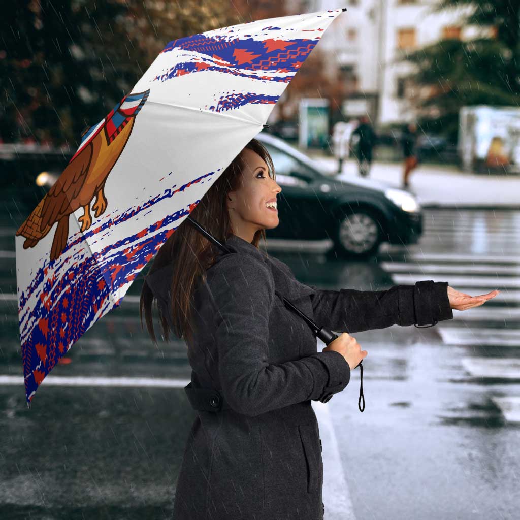 Costa Rica Christmas Umbrella with Holiday Bird Gifts Red Blue Pattern and National Flag Design - Wonder Print Shop