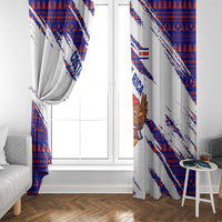 Costa Rica Christmas Window Curtain with Holiday Bird Gifts Red Blue Pattern and National Flag Design - Wonder Print Shop