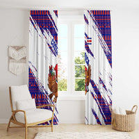 Costa Rica Christmas Window Curtain with Holiday Bird Gifts Red Blue Pattern and National Flag Design - Wonder Print Shop
