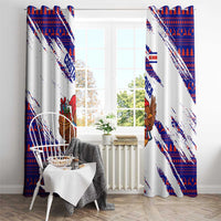 Costa Rica Christmas Window Curtain with Holiday Bird Gifts Red Blue Pattern and National Flag Design - Wonder Print Shop