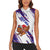 Costa Rica Christmas Women Sleeveless Polo Shirt with Holiday Bird Gifts Red Blue Pattern and National Flag Design - Wonder Print Shop