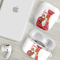 Peru Christmas AirPods Case with Santa Claus Vicuña Andean Poncho and Red Festive Pattern Design - Wonder Print Shop