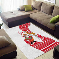 Peru Christmas Area Rug with Santa Claus Vicuña Andean Poncho and Red Festive Pattern Design - Wonder Print Shop