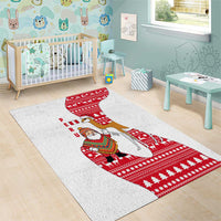 Peru Christmas Area Rug with Santa Claus Vicuña Andean Poncho and Red Festive Pattern Design - Wonder Print Shop