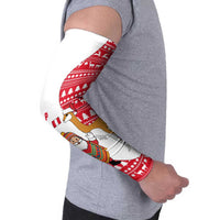 Peru Christmas Arm Sleeves with Santa Claus Vicuña Andean Poncho and Red Festive Pattern Design - Wonder Print Shop