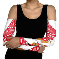 Peru Christmas Arm Sleeves with Santa Claus Vicuña Andean Poncho and Red Festive Pattern Design - Wonder Print Shop