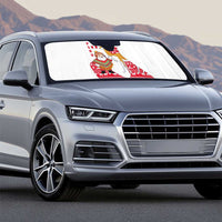 Peru Christmas Auto Sun Shade with Santa Claus Vicuña Andean Poncho and Red Festive Pattern Design - Wonder Print Shop