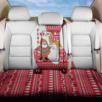 Peru Christmas Back Car Seat Cover with Santa Claus Vicuña Andean Poncho and Red Festive Pattern Design - Wonder Print Shop
