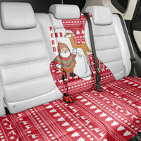 Peru Christmas Back Car Seat Cover with Santa Claus Vicuña Andean Poncho and Red Festive Pattern Design - Wonder Print Shop
