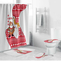 Peru Christmas Bathroom Set with Santa Claus Vicuña Andean Poncho and Red Festive Pattern Design - Wonder Print Shop