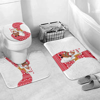 Peru Christmas Bathroom Set with Santa Claus Vicuña Andean Poncho and Red Festive Pattern Design - Wonder Print Shop