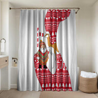Peru Christmas Bathroom Set with Santa Claus Vicuña Andean Poncho and Red Festive Pattern Design - Wonder Print Shop