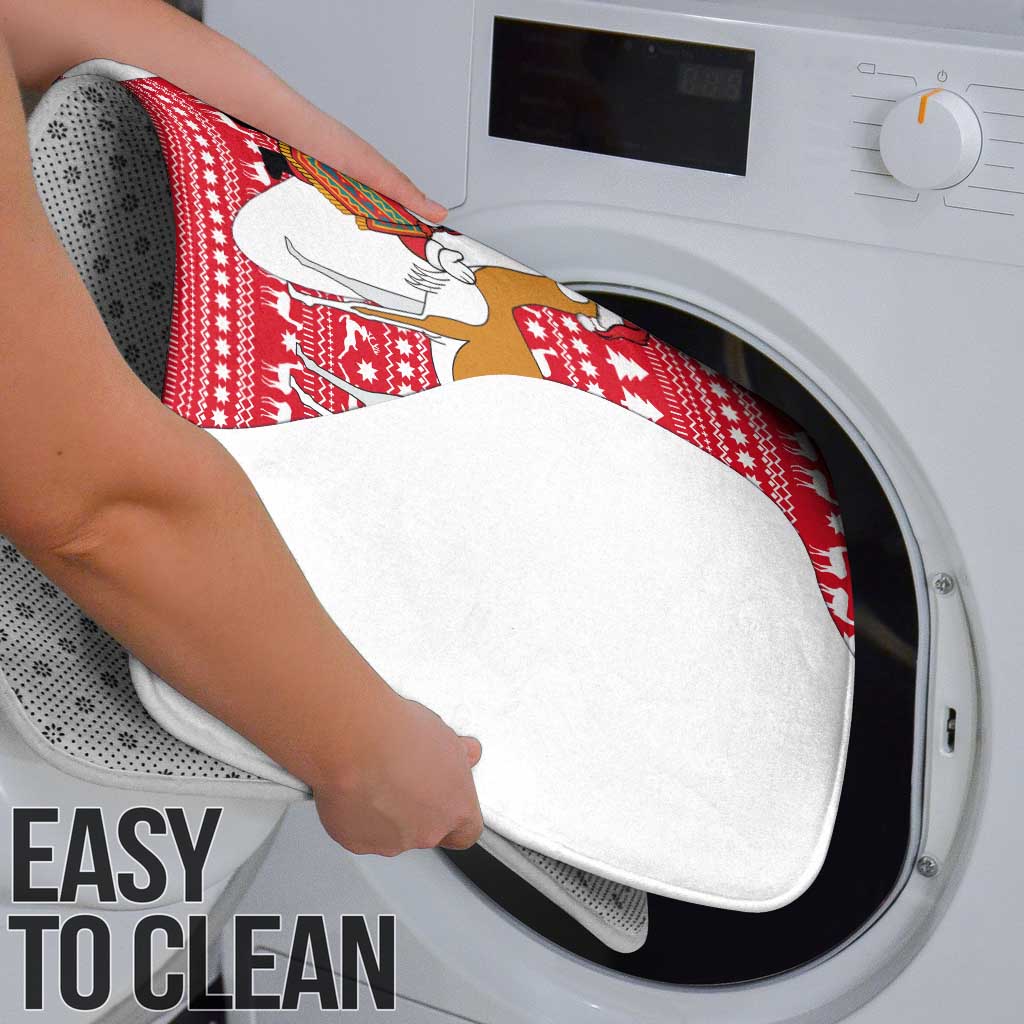 Peru Christmas Bathroom Set with Santa Claus Vicuña Andean Poncho and Red Festive Pattern Design - Wonder Print Shop