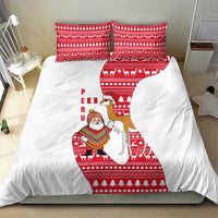 Peru Christmas Bedding Set with Santa Claus Vicuña Andean Poncho and Red Festive Pattern Design - Wonder Print Shop