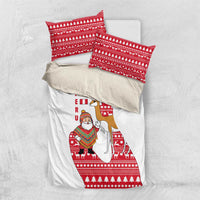 Peru Christmas Bedding Set with Santa Claus Vicuña Andean Poncho and Red Festive Pattern Design - Wonder Print Shop
