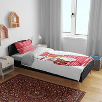 Peru Christmas Bedding Set with Santa Claus Vicuña Andean Poncho and Red Festive Pattern Design - Wonder Print Shop