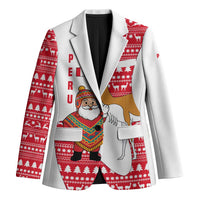 Peru Christmas Blazer with Santa Claus Vicuña Andean Poncho and Red Festive Pattern Design - Wonder Print Shop