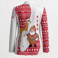 Peru Christmas Blazer with Santa Claus Vicuña Andean Poncho and Red Festive Pattern Design - Wonder Print Shop