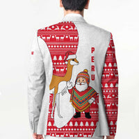 Peru Christmas Blazer with Santa Claus Vicuña Andean Poncho and Red Festive Pattern Design - Wonder Print Shop