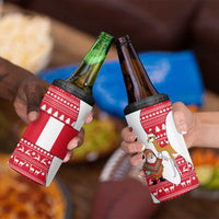 Peru Christmas 4 in 1 Can Cooler Tumbler with Santa Claus Vicuña Andean Poncho and Red Festive Pattern Design - Wonder Print Shop