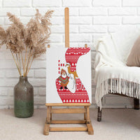 Peru Christmas Canvas Wall Art with Santa Claus Vicuña Andean Poncho and Red Festive Pattern Design - Wonder Print Shop