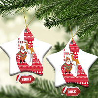 Peru Christmas Ceramic Ornament with Santa Claus Vicuña Andean Poncho and Red Festive Pattern Design - Wonder Print Shop