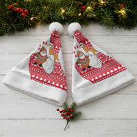 Peru Christmas Santa Hat with Santa Claus Vicuña Andean Poncho and Red Festive Pattern Design - Wonder Print Shop